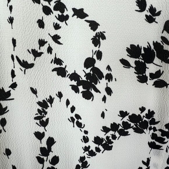 Talbots Midi Dress Womens 22W Ivory Black Floral Flounce‎ Hem Sleeveless Lined - Picture 6 of 10